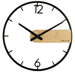 Horloge murale à quartz CIRCLE, noir/bambou