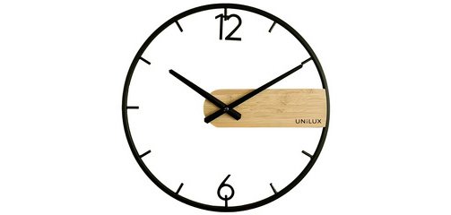 Horloge murale à quartz CIRCLE, noir/bambou