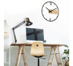 Horloge murale à quartz CIRCLE, noir/bambou