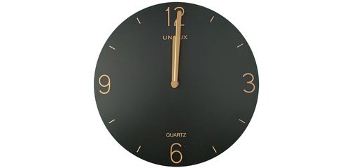 Wandklok quartz SAVANA, diameter 300 mm, zwart