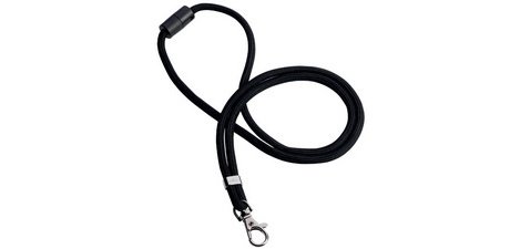 Cordon textile rPET avec mousqueton, noir