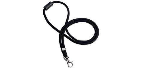 Cordon textile rPET avec mousqueton, noir