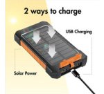 Batterie externe avec panneau solaire, 6.000 mAh