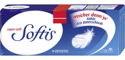 Mouchoirs super-soft, 4 couches, pack de 15, blanc