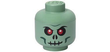 Mini storage box in the shape of a head STORAGE HEAD GREEN SKELETON