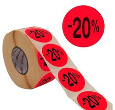 Étiquette promotionnelle '-50%', rond, rouge fluo