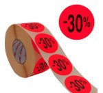 Étiquette promotionnelle '-20%', rond, rouge fluo