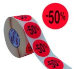 Étiquette promotionnelle '-20%', rond, rouge fluo
