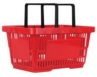 Panier à provisions avec poignées, 22 litres, rouge