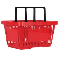 Panier à provisions avec poignées, 22 litres, rouge