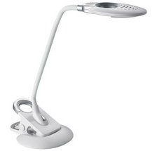 Lampe de bureau à LED Swirl, pied/pince, blanc/argent