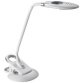 Lampe de bureau à LED Swirl, pied/pince, blanc/argent