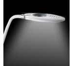 Lampe de bureau à LED Swirl, pied/pince, blanc/argent