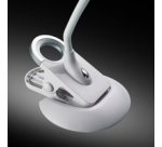 Lampe de bureau à LED Swirl, pied/pince, blanc/argent