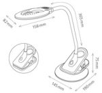 Lampe de bureau à LED Swirl, pied/pince, blanc/argent