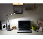 Lampe de bureau à LED Beam, pied, gris foncé