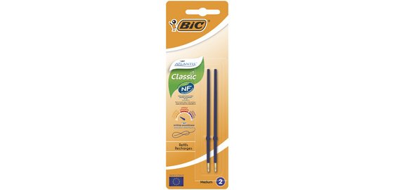 BIC Recharge pour stylo à bille Atlantis Classic, F, bleu