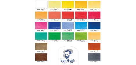 ROYAL TALENS Coffret en bois aquarelle Van Gogh, set de 24