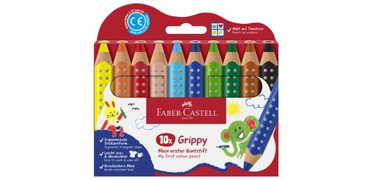 FABER-CASTELL Crayon de couleur Grippy, étui carton de 6