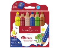 FABER-CASTELL Crayon de couleur Grippy, étui carton de 6