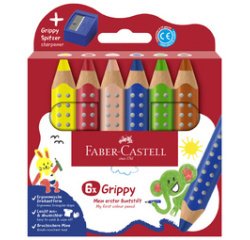 FABER-CASTELL Crayon de couleur Grippy, étui carton de 6