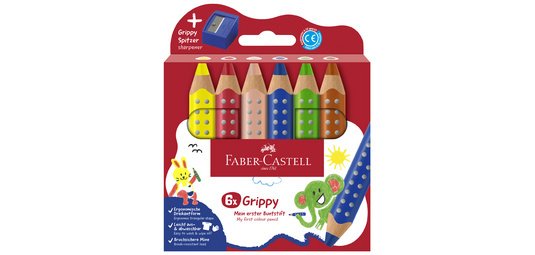 FABER-CASTELL Crayon de couleur Grippy, étui carton de 6