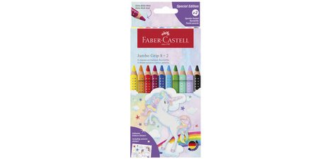 FABER-CASTELL Crayon de couleur Jumbo GRIP Licorne, 8+2