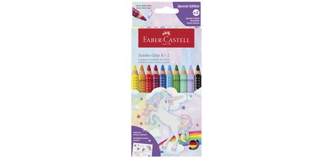 FABER-CASTELL Crayon de couleur Jumbo GRIP Licorne, 8+2