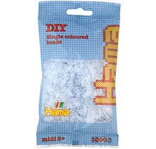 HAMA Perles à repasser midi, en sachet, blanc transparent