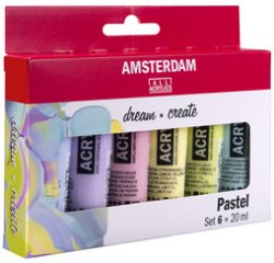 En_pintura acrilica amsterdam 20 ml caja de 6 colores surtidos pastel