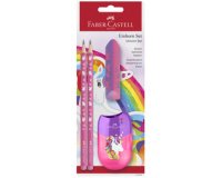 FABER-CASTELL Kit d'écriture Licorne, 4 pièces, rose