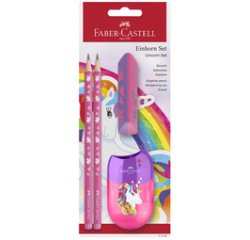 FABER-CASTELL Schrijfset Eenhoorn, 4-delig, roze