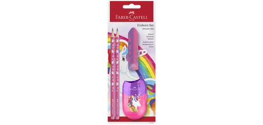 FABER-CASTELL Kit d'écriture Licorne, 4 pièces, rose