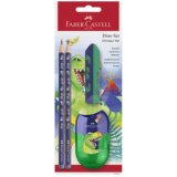 FABER-CASTELL Kit d'écriture Dino, 4 pièces, bleu