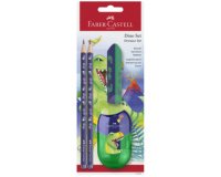 FABER-CASTELL Kit d'écriture Dino, 4 pièces, bleu