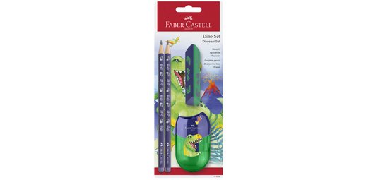 FABER-CASTELL Kit d'écriture Dino, 4 pièces, bleu