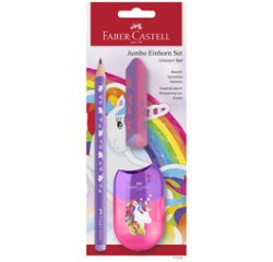 FABER-CASTELL Schrijfset Eenhoorn Jumbo, 3 stuks, paars