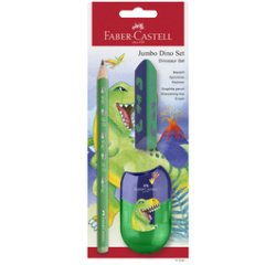 FABER-CASTELL Schrijfset Dino Jumbo, 3 stuks, groen