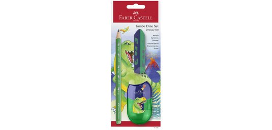 FABER-CASTELL Kit d'écriture Dino Jumbo, 3 pièces, vert