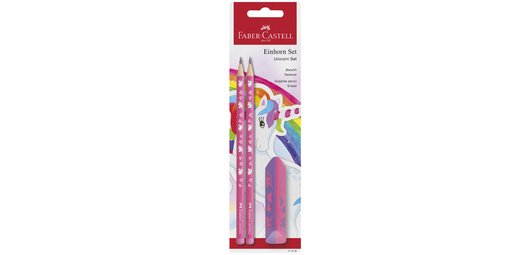 FABER-CASTELL Kit d'écriture Licorne, 3 pièces, rose