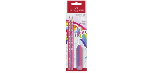 FABER-CASTELL Kit d'écriture Licorne, 3 pièces, rose