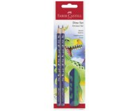 FABER-CASTELL Kit d'écriture Dino, 3 pièces, bleu