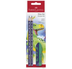 FABER-CASTELL Schrijfset Dino, 3 delen, blauw