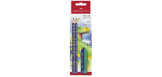 FABER-CASTELL Kit d'écriture Dino, 3 pièces, bleu