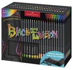 FABER-CASTELL Crayon de couleur Black Edition, étui-rouleau