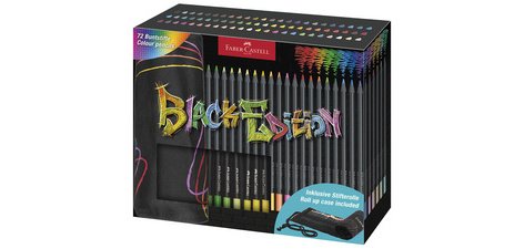 FABER-CASTELL Crayon de couleur Black Edition, étui-rouleau