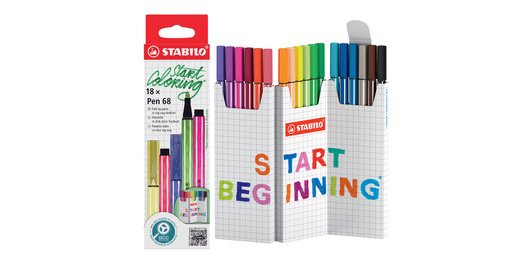STABILO Pen 68 Filzstift, verschiedene Farben, 18-teiliges Schreibtischset