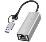 Adaptateur réseau Ethernet USB vers RJ45, gris