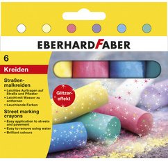 Stoepkrijt met glitter, kartonnen etui van 6