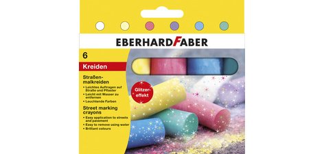 Craie de trottoir pailletée, étui carton de 6